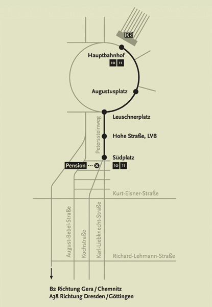 Lageplan Pension am Südplatz